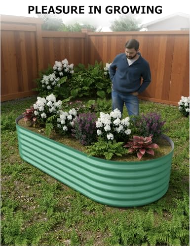 8x4x1.5ft Galvanized Raised Garden Bed - 18“ Tall Metal Planter Box for Vegetables, Flowers, Herbs, Rust-Resistant Outdoor Garden Box, Easy Assembly Raised Beds for Gardening, Green