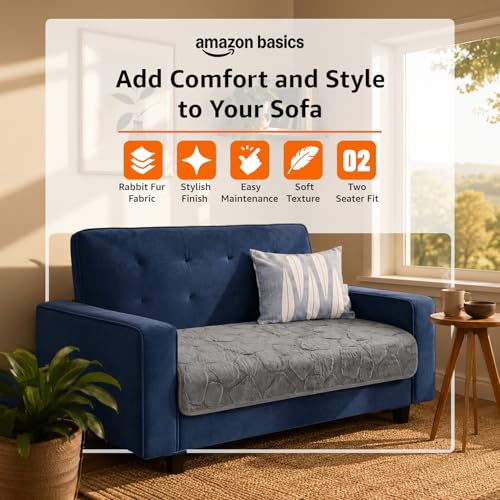 Image of Amazon Basics - Rabbit Fur Make Your Own Sofa Cover |70 x 120 cm|Microfiber Sofa Slipcover | 350 GSM (Grey, 2 Seater)