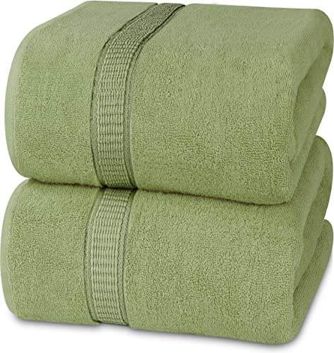 Utopia Towels Bundle Of 10 Bath Sheets & Viscose Towel Set - 2 Pack 600 Gsm Jumbo Bath Sheets - Set Of 8 Bath Linen Viscose Towels - Highly Absorbent Luxury Towels (Sage Green) #TOP1