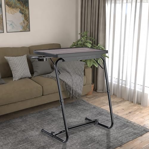 Image of amazon basics Executive | Lounge Mate Executive | Height Adjustable Laptop Table | Adjustable Table Angle | Cupholder | Footrest | Carbon Steel | Dove White | 75 cm - H, 55 cm - L, 40 cm - W