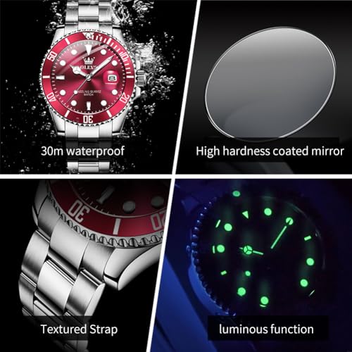Image of OLEVS Watches for Men Quartz Fashion Business Waterproof Analog Stainless Date Week Diamond Luminous Mens Watch