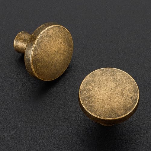 Image of Ravinte 30 Pack Drawer Pulls 1-1 /4 Inch Kitchen Cabinet Knobs Solid Round Dresser Drawer Knobs Antique Brass Dresser Knobs Drawer Knobs Simple Cabinet Hardware for Cupboard Drawer Pulls