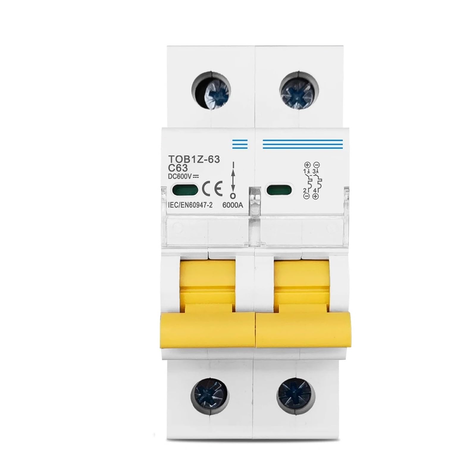 Interruttore automatico 2P DC 600V Curva C Fusibile unipolare a corrente continua for fotovoltaico 1 pz.(2P 10A)