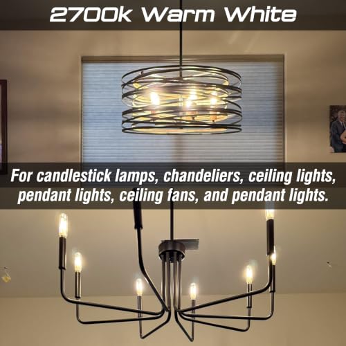 Image of E12 Candelabra Light Bulbs 40W, T25 Edison LED Bulbs Warm White 2700K, 2Pcs | E12 Vintage Filament Light Bulbs for Himalayan Salt Lamps & Baskets, Chandelier, Ceiling Fan|T6 LED Bulb Clear Glass|4W 450LM