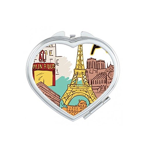 Miroir compact aquarelle Tour Eiffel pour retouches maquillage rapides en déplacement