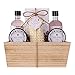 accentra Floral Dreams in cesto di legno, set da bagno e doccia con profumo di lavanda, set regalo da 7 pezzi in cesto decorativo in legno, ottimo regalo per compleanno, San Valentino
