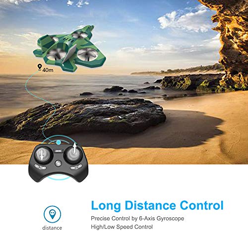 ZEGO F22 Remote Control Jet, Quadcopter Fighter Jet with 360° Flip, 2.4GHz 6-Axis Gyro Technology and 4 Blade Propellers (Green) - Thumbnail 2