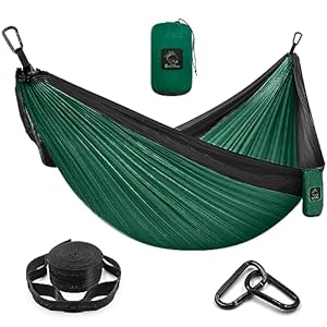 Camping Hammock Double & Single Portable Hammock with Tree Straps, Lightweight Nylon Parachute Hammocks Camping Accessories Gear for Indoor Outdoor Backpacking, Travel, Hiking, Beach
