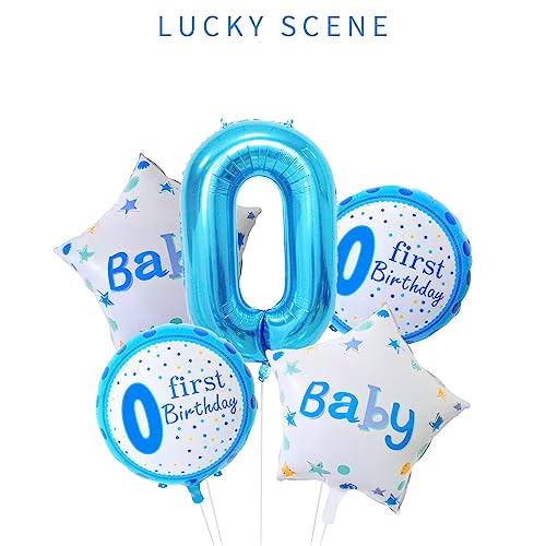 Image of Blue 0 Number Balloon, 40 Inch, Premium Mylar, Reusable, for Birthday Party Decoration
