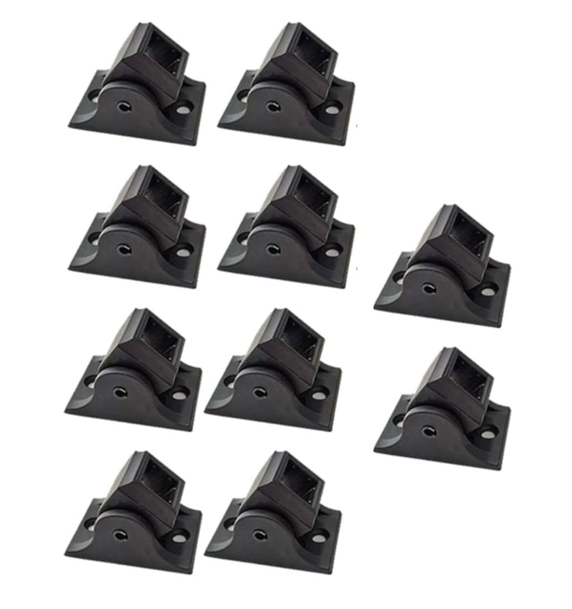 10-Pack Wrought Iron Baluster Shoes (E-FLEX-10) – Adjustable Swivel Base for 1/2" Square Balusters, Includes Screws, Satin Black Finish – Ideal for Staircase Installation