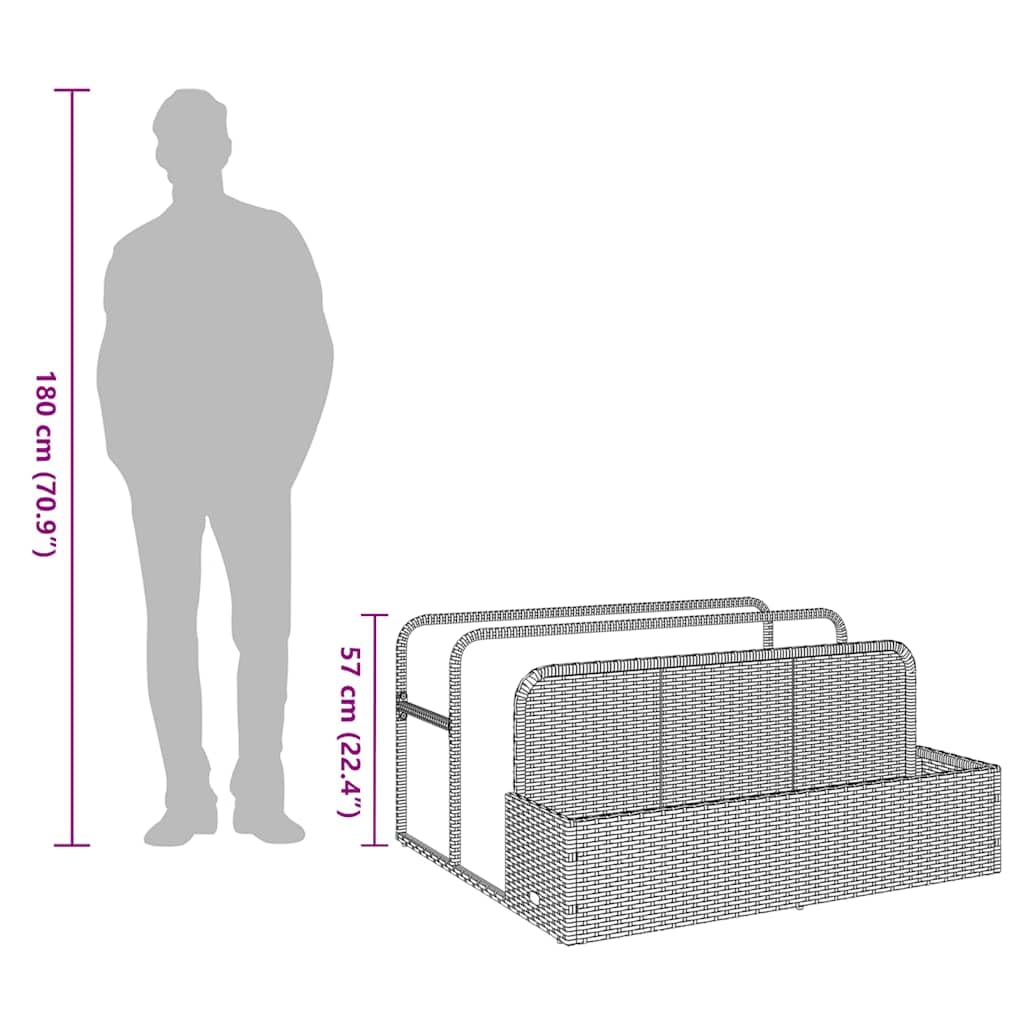 Pool Aufbewahrungsbehälter Schwarz 110x100x57 cm Poly Rattan mit Stauraum Organizer für Garten Terrasse Balkon und Poolbereich wasserbeständig