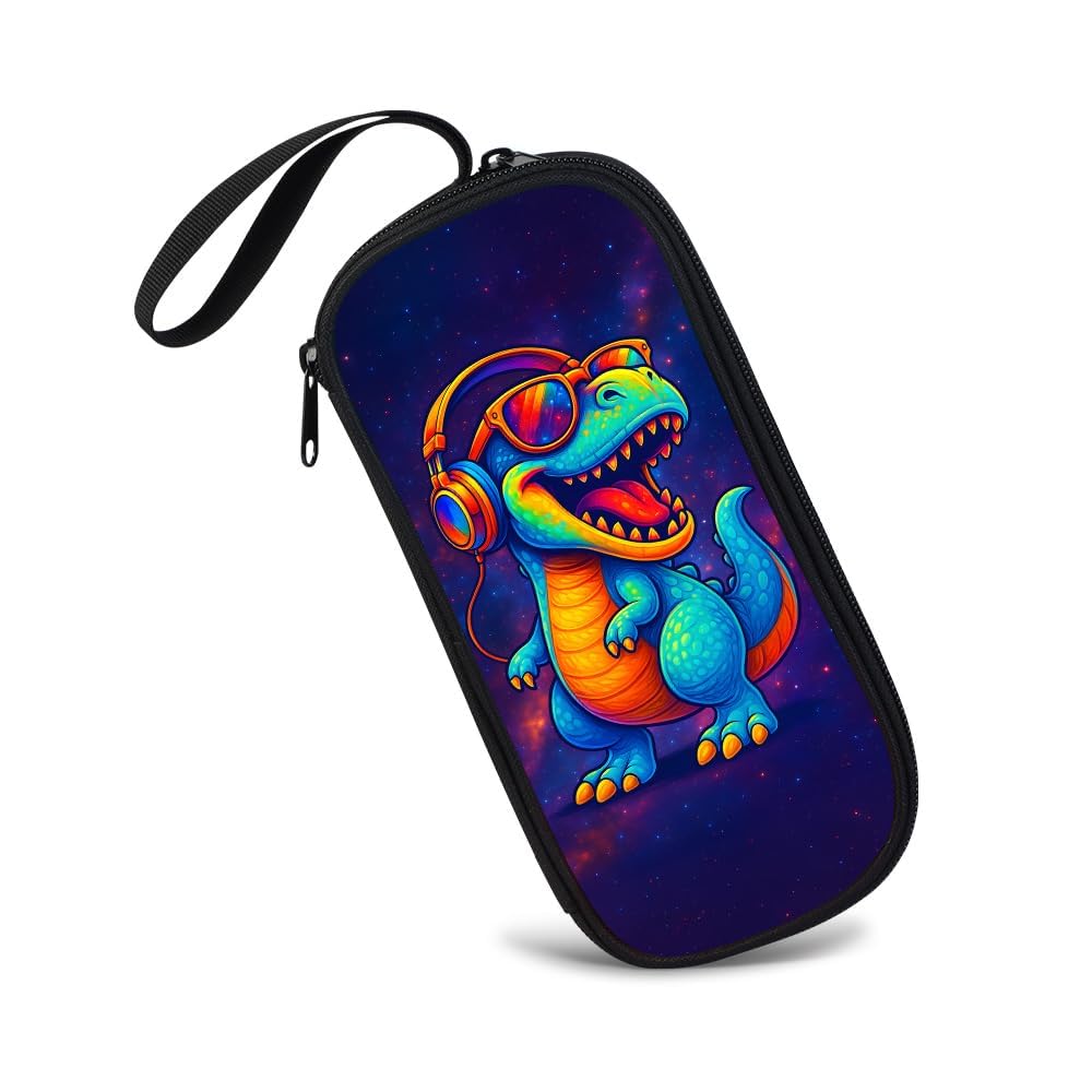 ZRENTAO Cute Dinosaur Pencil Case for Kids Boys Girls, Large Capacity Double Zipper Pencil Pouch, Galaxy Sea Animal Pen Bag School Supplies Organizer for Elementary Students