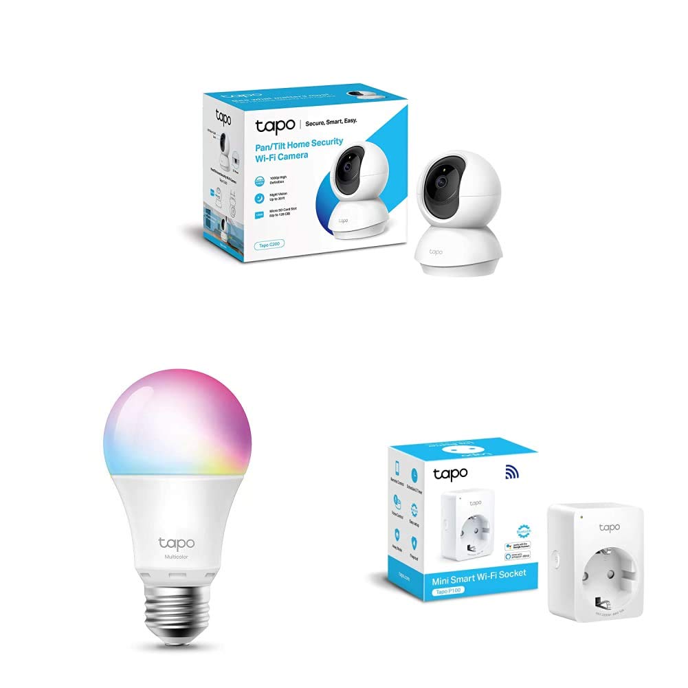 TP-Link - Cámara de Vigilancia + WiFi Enchufe Inteligente + Bombilla LED Inteligente