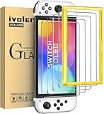 iVoler 4 Stück Schutzfolie Kompatibel für Nintendo Switch OLED Modell 7 Zoll 2021 Modell, Panzerfolie Mit Positionierhilfe, 9H Härte, Anti-Kratzen, Anti-Bläschen, Hülle freundlich