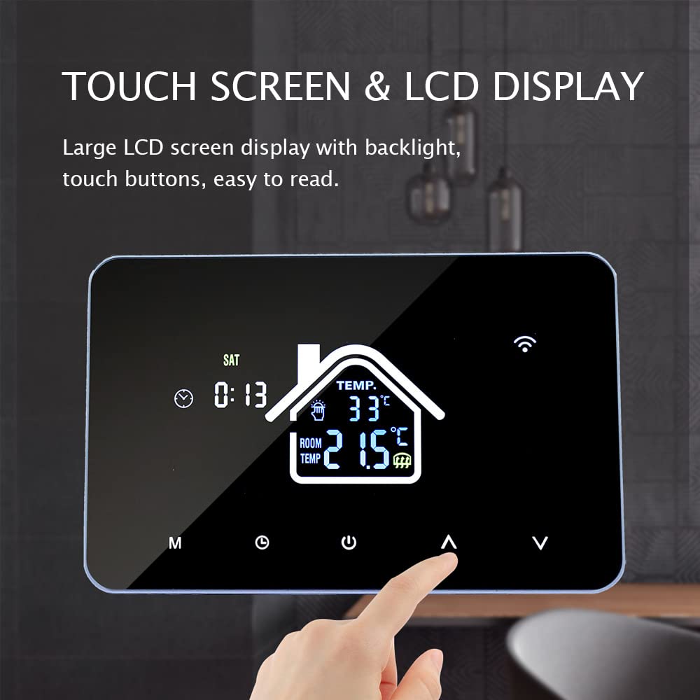 Aoresac Smart Thermostat Temperaturregler, Elektroheizung LCD Display Touchscreen Wochenprogrammierbare Elektrische Fußbodenheizungs Thermostate für Haus Schule Büro Hotel