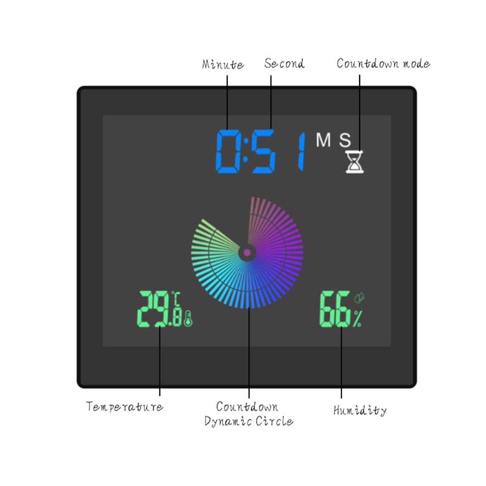 Irfora Reloj digital de baño, resistente al agua, termómetro, higrómetro, pantalla LCD, límite superior e inferior, alarma doble con función de repetición, despertador de cuenta atrás