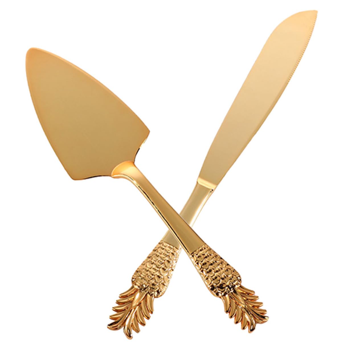 1Set Elegant Metal Cake Cutter and Spatula Dessert Cutting Tools for Weddings Birthdays and Parties Design for Cake Decorating and Serving