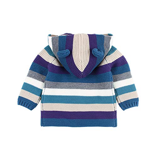 VICROAD Baby Vest Hooded Jassen Jongens Meisjes Streep Gebreide Jas Warme Trui - Image 3