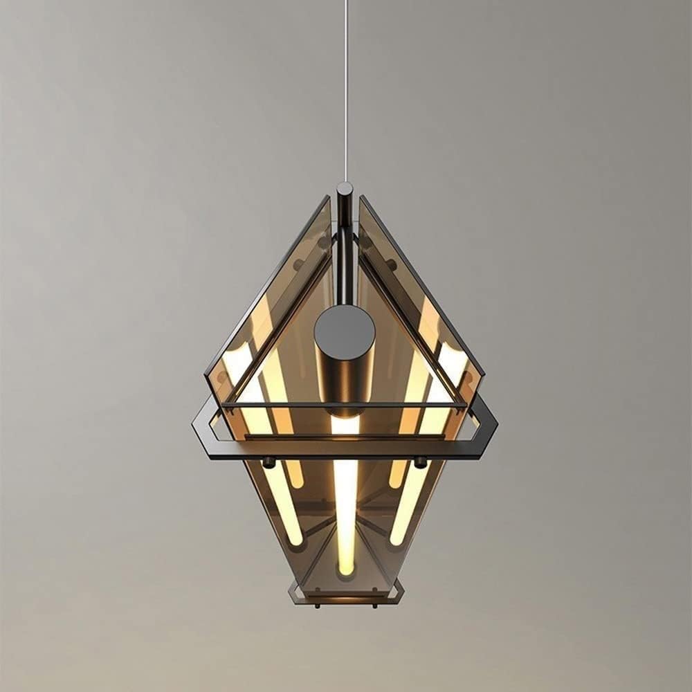 da da soffitto lineare geomet in Metallo postmoderno Color Ambra - Vetro temperato, Cintura trianare Creativa, Barra Luminosa a LED, Illuminazione Interna per Camera da Letto e Cucina