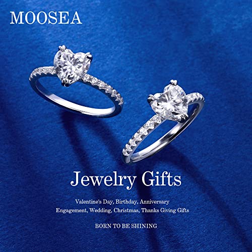 MOOSEA Heart Moissanite Promise Ring, 1.5ct D Color VVS1 Clarity Lab Created Diamond, 14K White Gold Vermeil, Classic, Female3