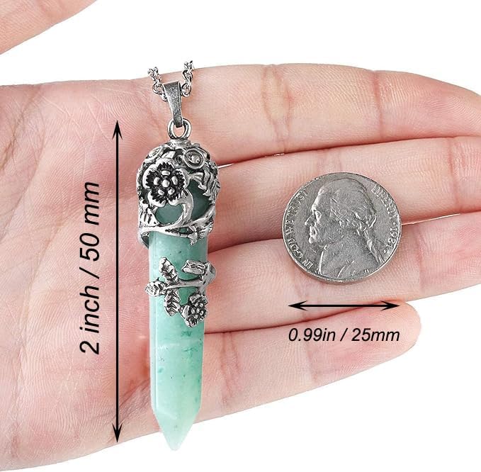Miniatura 3 de Flower Wrapped Crystal Pendant Necklace Point Reiki Healing Crystals Stone Necklaces Gemstone Quartz Jewelry for Women