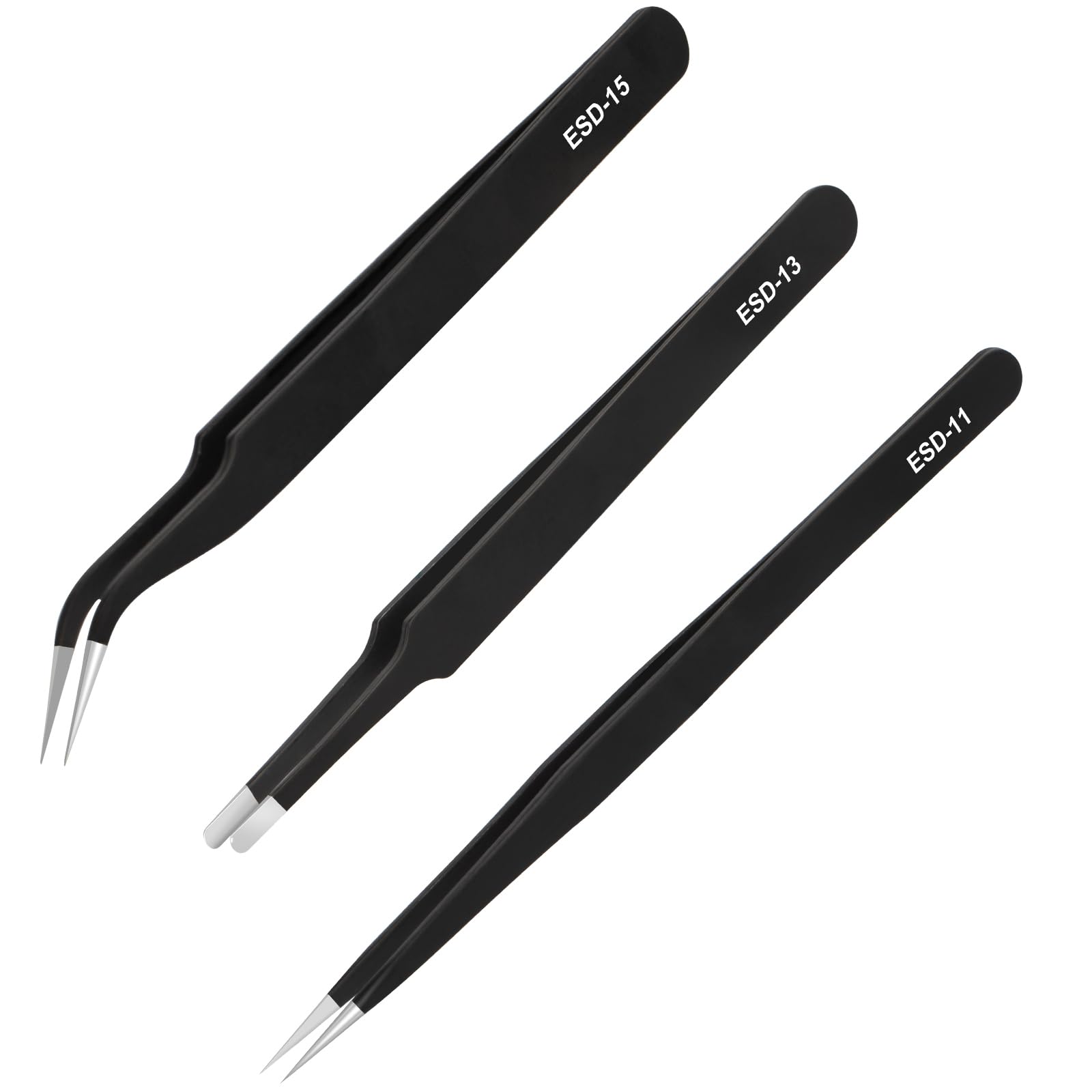 3PCS Precision Tweezers Set, Upgraded ESD high-end anti-static for Craft