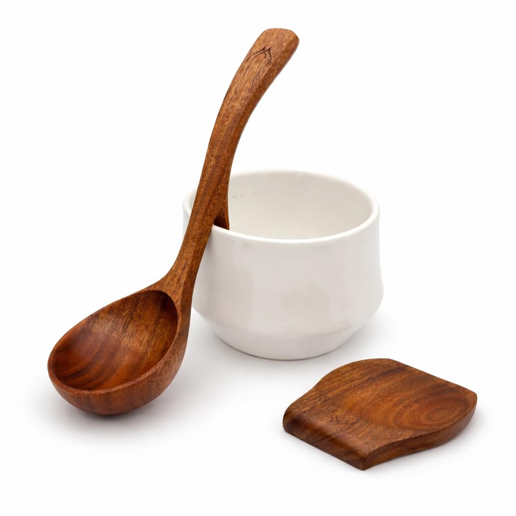 Teak Wooden Ladle Set - Soup & Serving Utensils -1 Teak Wooden Ladle Set - Soup & Serving Utensils -1
