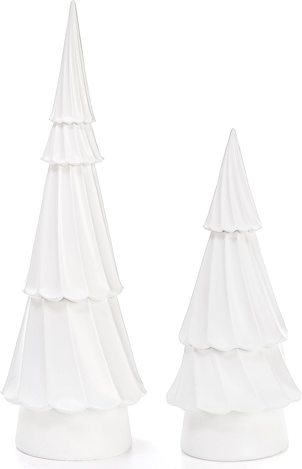 Suwimut Set of 2 Resin Christmas Trees, Tabletop White Christmas Tree Figurine Holiday Party Home Table Decorations, Desk Centerpieces for Christmas Decor Suwimut Set of 2 Resin Christmas Trees, Tabletop White Christmas Tree Figurine Holiday Party Home Table Decorations, Desk Centerpieces for Christmas Decor