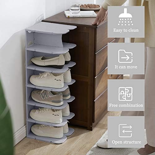ACPOP Shoe Slots Organizer, Adjustable Shoe Rack,Better Stability Shoe Organizer,Shoe Stacker,Space Saver,2Pcs,Grey