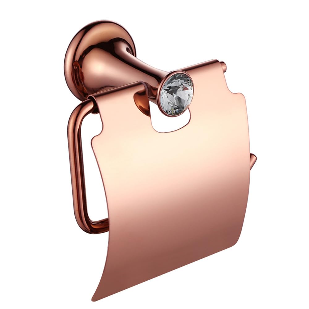LCANALLYMS Wall hooks, Coat Hook Bathroom Hooks Rose Gold Accessories Brass Wall Mounted Toilet Brush Paper Towel Holder Rack Glass Shelf Bath Hardware Set.,Robe(Tissue Holder)