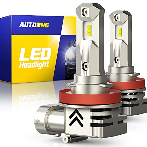 AUTOONE Upgraded H11 LED Headlight H8 H9 LED Bulb, Same OEM Size, Plug and Play for Low Beam, High Beam Headlight Bulbs 6000K White, Pack of 2