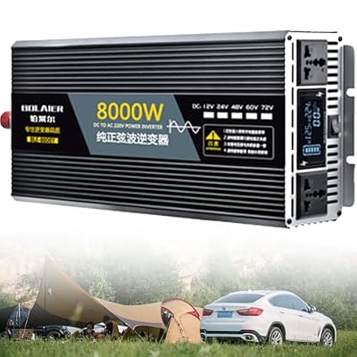 6000W Pure Sine Wave Inverter, DC 12V/24V/48V/60V/72V to 110V/120V/220V/230V/240V AC, Portable Solar Power Bank, Efficient Voltage Converter for Off-Grid Use