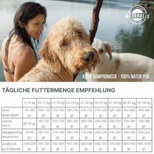 500g Naturalis Trockenbarf Hund 80% Rind 20% Gemüse, Obst getreidefrei ohne Zusätze 100% deklariert & natürlich, Komplett-Menü