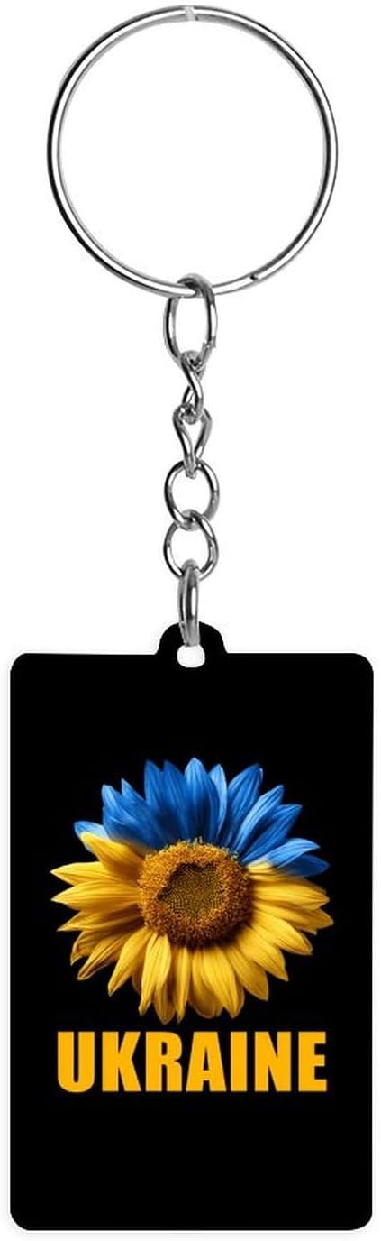 Ukraine Ukrainian Flag Sunflower Cute Keychain Key Ring with Acrylic Graphic Pendant Car Bag Accessories