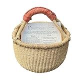 Deluxe Small Round Natural African Basket, 10' - Classic Heartwood Bolga Market Basket from women in...