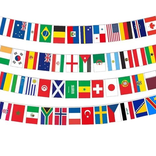 Guirlande de drapeaux du monde décoration extérieure grand format polyester 25m