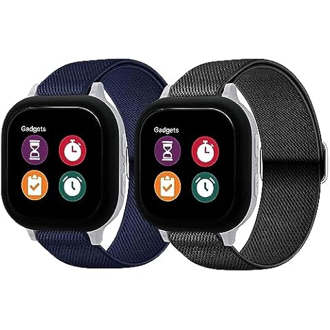 2 Pack Stretchy Nylon Band Compatible with Gizmo Watch 3 2 1/Gabb Watch 3 2 1/SyncUP Watch/Cosmo JrTrack 3/2 SE/2/JrTrack Band,Soft Elastic Band with Adjustable Buckle Cover