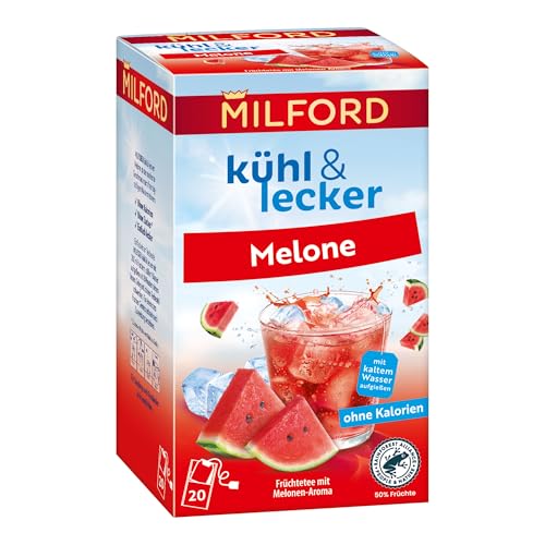 Milford kühl & lecker Melone | Ohne Kalorien | Ohne Zucker | Laktosefrei | Glutenfrei | Vegan | 20 Teebeutel | 50 g
