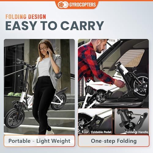 Gyrocopters Frost Electric Bike for Adults & Teens | UL2849 Safe Folding Ebike 350W Brushless Motor | 14inch Tire Compact Bike | Speed Upto 25kmph/15.5mph 36V Battery Long Range PAS Upto 60km/37miles — view 2