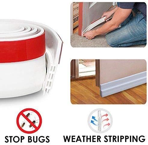 IDEALCRAFT Door Draft Stopper, Under Door Seal Strip, Energy Efficient Door Weather Stripping,Suitable for Gap Under 1 Inch, 2" Width x 39" Length, White