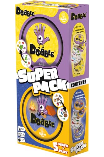 Asmodee Dobble Super Pack (camping + clásico) | Juego de cartas familiar | A partir de 6 años | 2-8 jugadores | 15 minutos de tiempo de juego