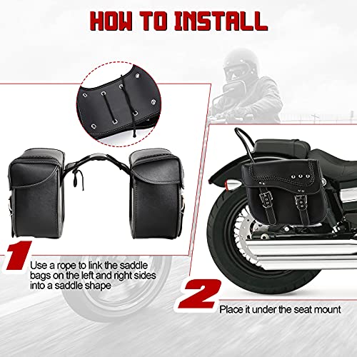 Innoglow INNO-MP001550 Motorcycle Saddlebags Synthetic Leather Saddle Bags Waterproof Side Bags Storage Luggage 2Pcs Universal thumb #6