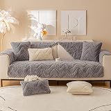 Extra Soft Fuzzy Faux Fur Couch Sofa Cover Solid Non Slip Lightweight Long Hair Shaggy Sectional Cou