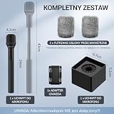 TONOR Bezprzewodowy uchwyt mikrofonowy do DJI RODE, adapter stojaka na mikrofon z regulowaną długością do wszystkich mikrofonów krawatowych, zestaw do wywiadów z flagą kanału, gumowy uchwyt, mufka