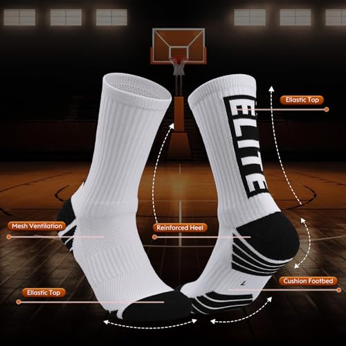 Men Basketball Socks 4/8 Pairs, Soft Breathable Cushion Athletic Crew Socks for Men Boys3