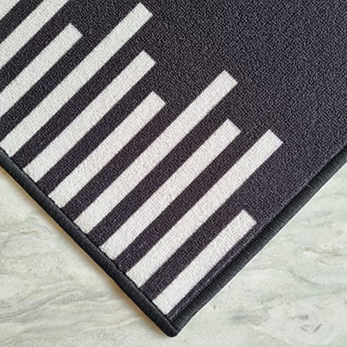 Image of Matz&More Anti Slip Multipurpose Floor Mat, 40x60cm, for Door, Entrance, Bathroom, Bedroom, Kitchen, Office, Geometric Black White