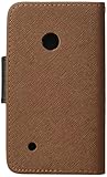 HR Wireless Nokia Lumia 530 Premium PU Leather Flip Wallet Credit Card Cover Case - Retail Packaging - Dark Brown