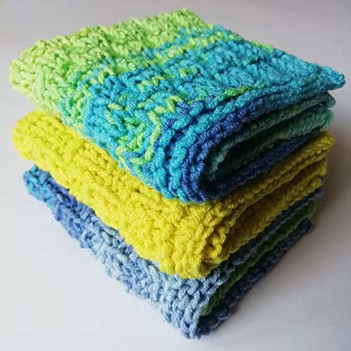 Set 3 Close Homemade Knit Dishcloths Towels Cotton Reusable Dishcloth Square Cleaning Supplies Craft Tools Hand Knitted Zero Waste #TOP4