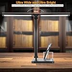 Woputne LED Desk Lamp with Dual Heads – 5 Colour Modes & 10 Brightness Levels, Adjustable Reading Light for Home Office, Bedroom, Study, and Craft (Black, Includes Adapter)