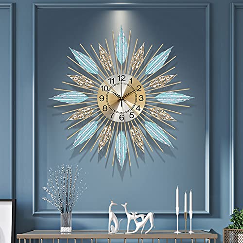 Zsqgzsd 23In Mid-Century Sunbert Wall Clock, Modern Silent Art Decorative Wall Clock, Stylish Starburst Wall Clock Creative Living Room Bedroom Wall Clock, Light Blue #TOP9